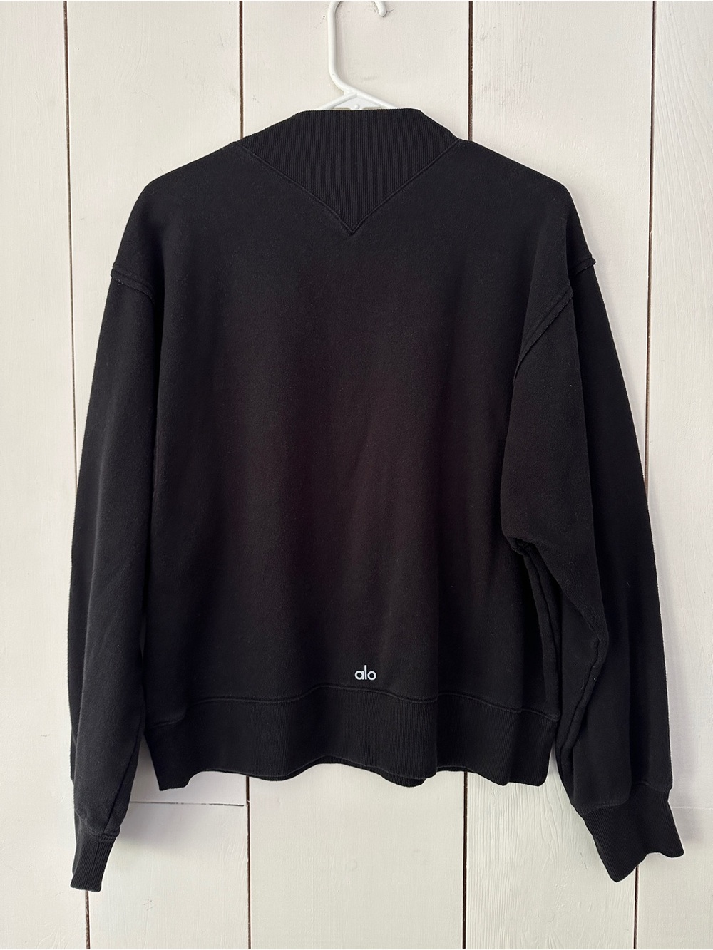 ALO Yoga Black Sweatshirt Barre Bus Logo Front Sz M